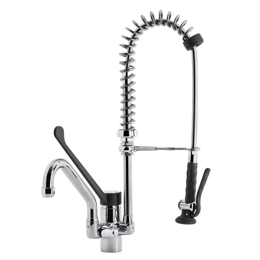 Forspyledusj benkmontering<br>med albuestyrt kran<br>Høyde 60 eller 70 cm