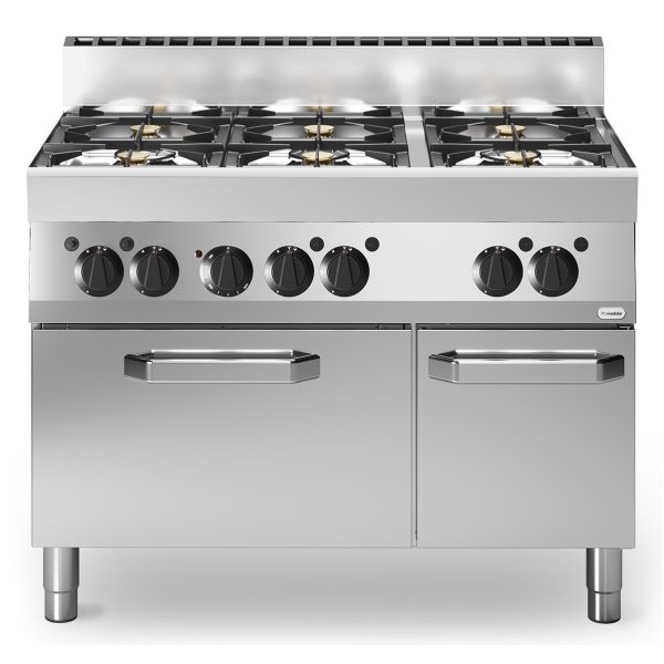 Gasskomfyr 6 bluss<br>elektrisk konveksjonsovn<br>Modular 110x65 cm