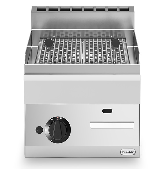 Lavasteinsgrill gass<br>Støpejernsrist<br>Modular 40x65 cm