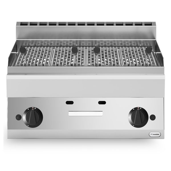 Lavasteinsgrill gass<br>Støpejernsrist<br>MODULAR 70x65 cm