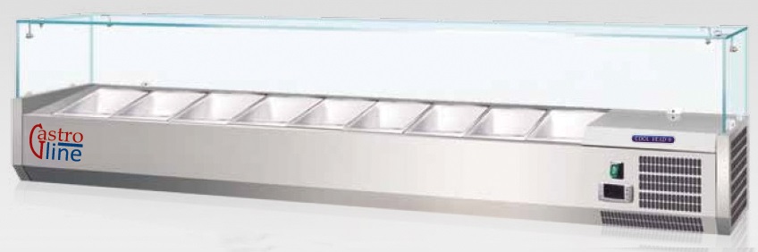 Pizza kjølebenk 3 dører<br>garnityrrenne 9x GN1/3<br>QZ30 VR2038