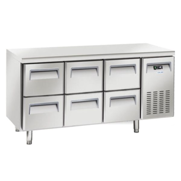 Grillkjølebenk 180x70 cm<br>6 skuffer<br>UGN3160