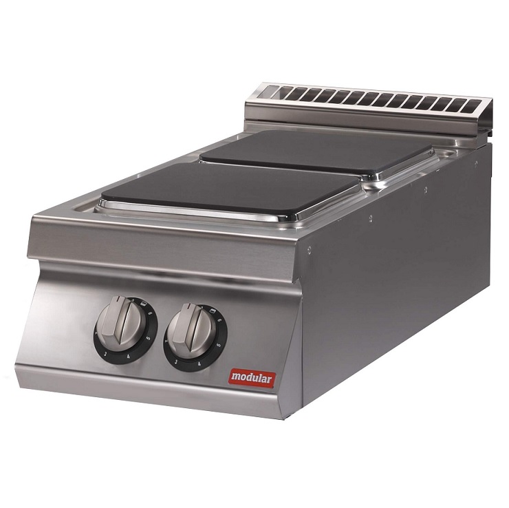 Koketopp<br>2 firkantede plater 30x30cm <br>Modular 40x90 cm<br>230V-3 fas