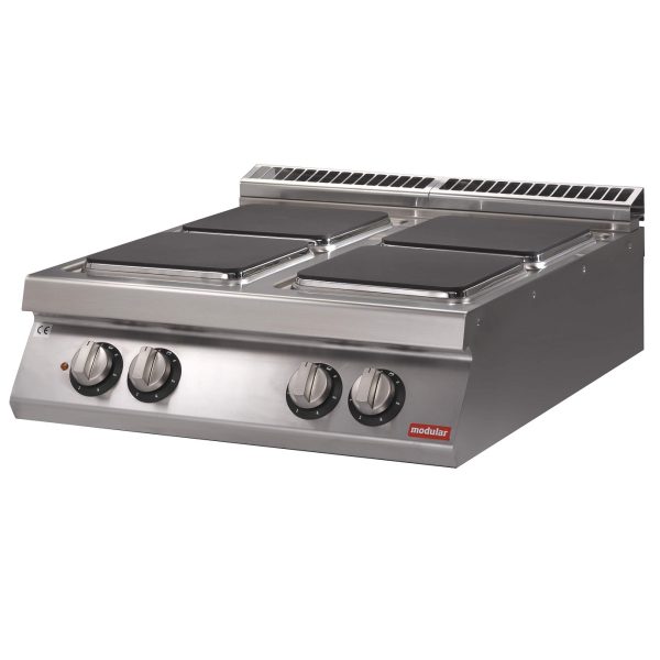 Koketopp<br>4 firkantede plater<br>Modular 80x73 cm<br>230V-3 fas