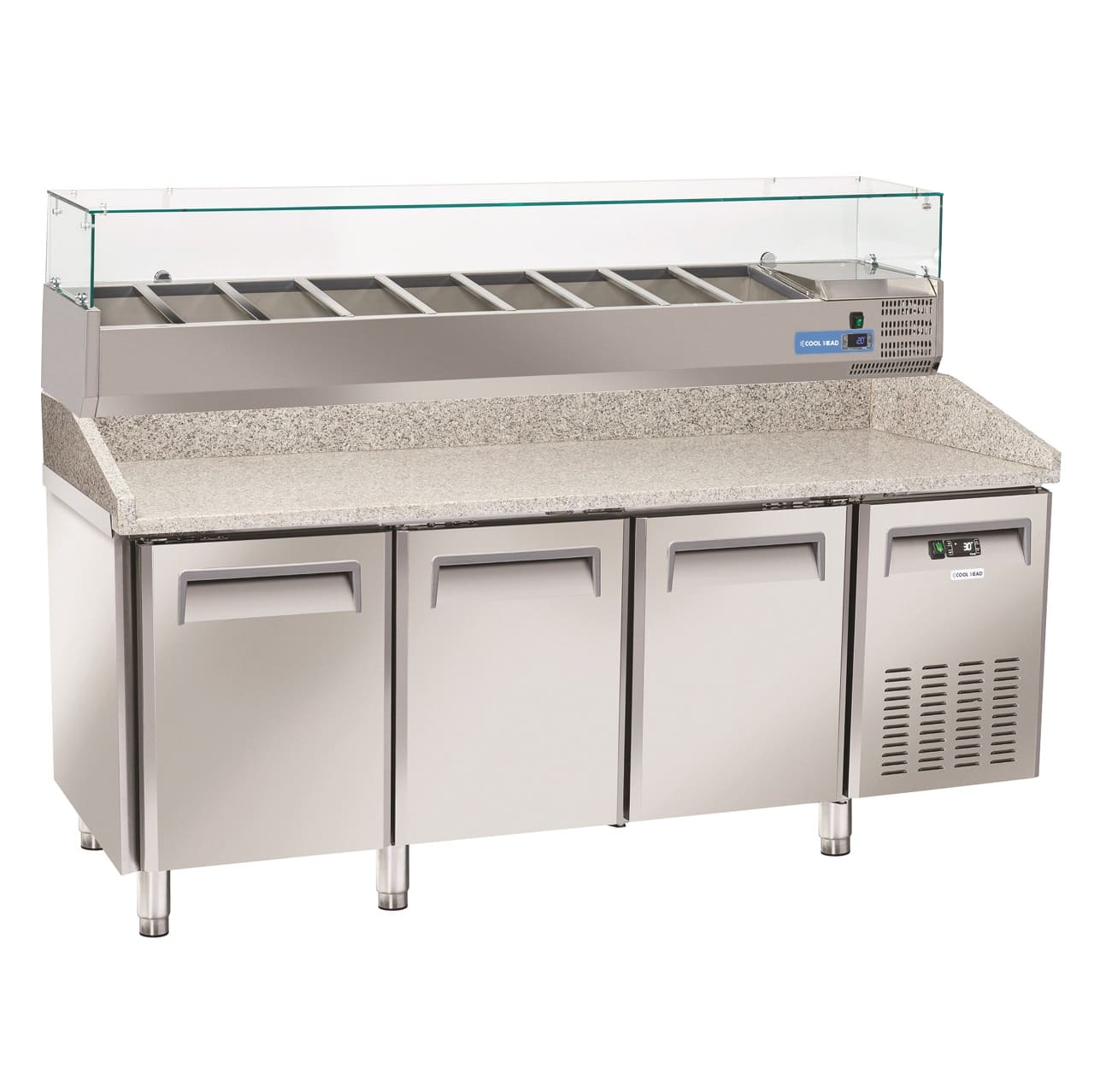 Pizza kjølebenk 3 dører<br>garnityrrenne 9x GN1/3<br>QZ30 VR2038