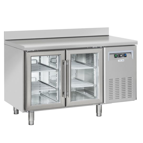 Kjølebenk med oppkant<br>2 glassdører QRG2200<br>70 cm dybde