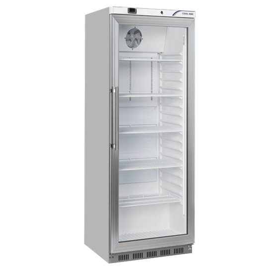 Kjøleskap med glassdør 400 l.<br>Rustfritt stål QRXG400