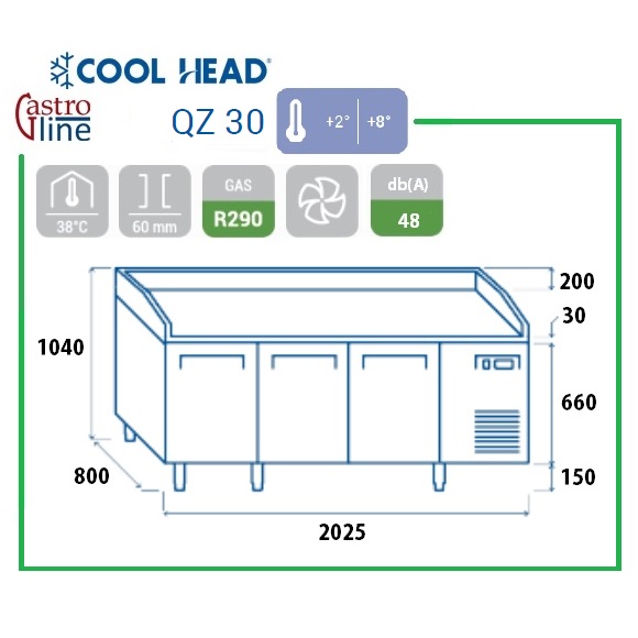 Pizza kjølebenk 3 dører<br>QZ30