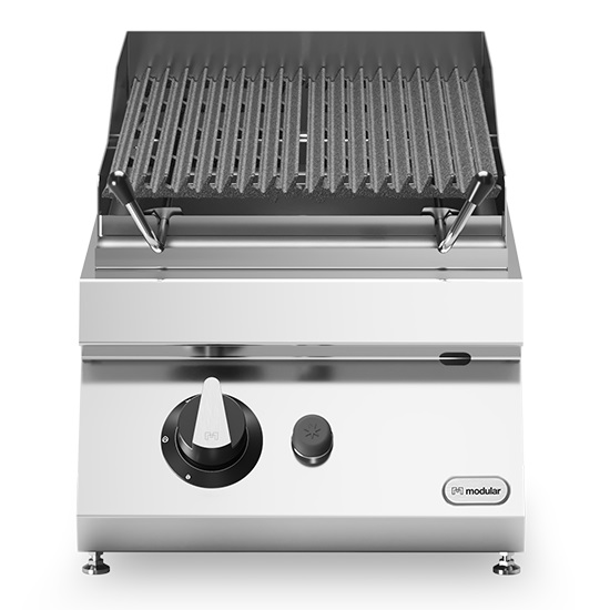 Lavasteinsgrill gass<br>Støpejernsrist<br>Modular 40x73 cm