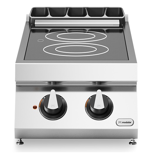 Keramisk koketopp<br>2 kokesoner<br>Modular 40x73 cm