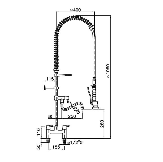 Forspyledusj benkmontering<br>med 2 hull<br>3S.3103.19N.KC9