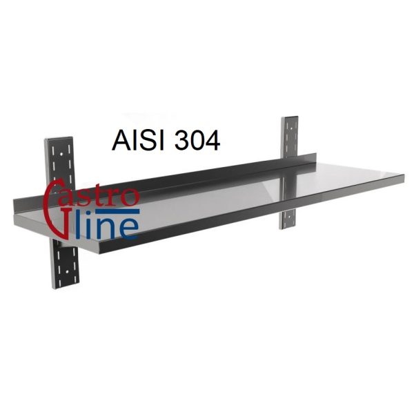 Vegghylle i rustfritt stål<br>bredde 40 cm<br>1-plan