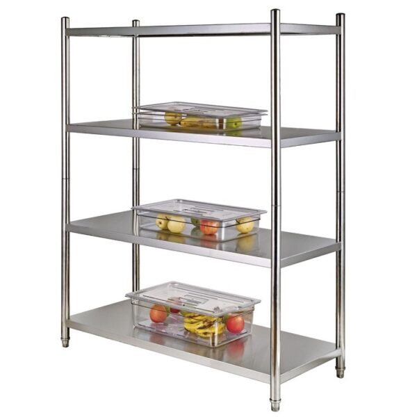 Hyllereol i 4 plan<br>H155 * D50 cm <br>Rustfritt stål