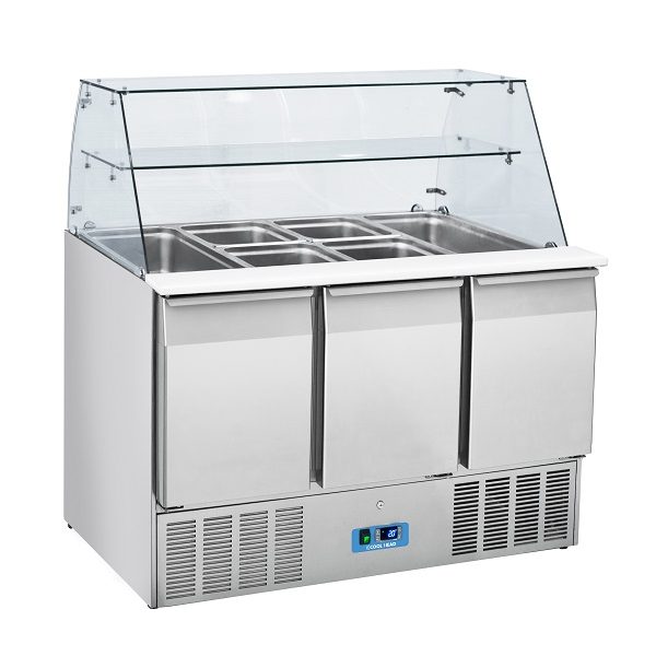 Saladette 3 dører<br> med glassoverbygg<br>CRQ93A