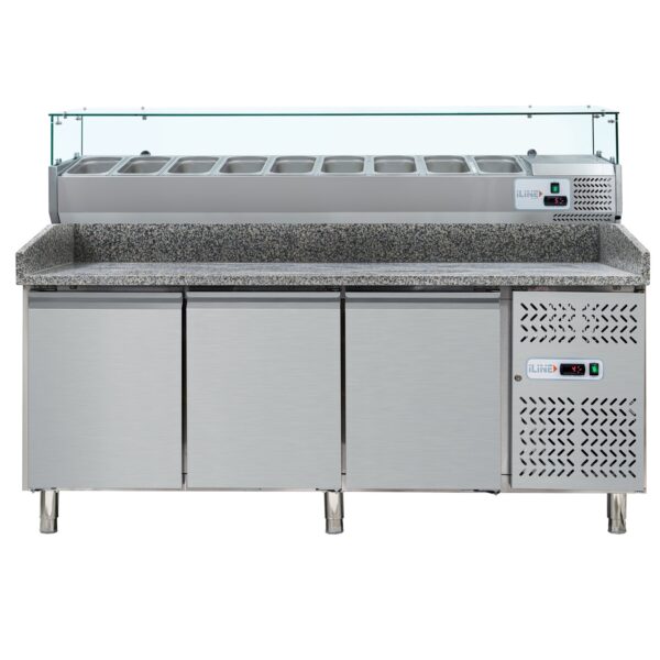 Pizza kjølebenk 3 dører<br>garnityrrenne 9x GN1/3<br>VH3600TNVR