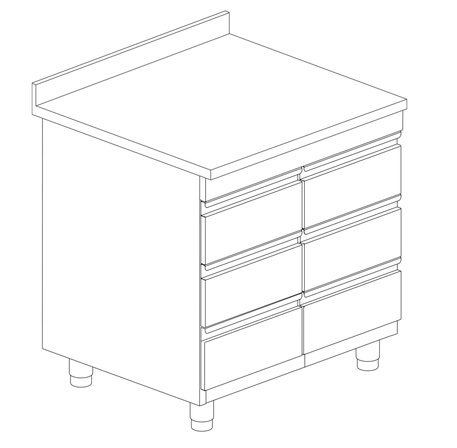 Arbeidsskap med 6 skuffer