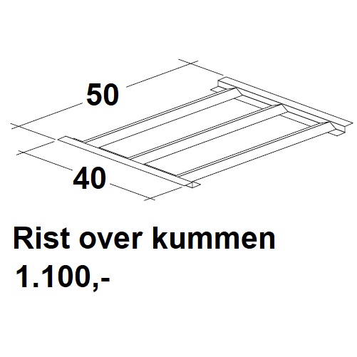 Forberedningsbenk for grønnsaker<br>med skjærebrett og stor kum